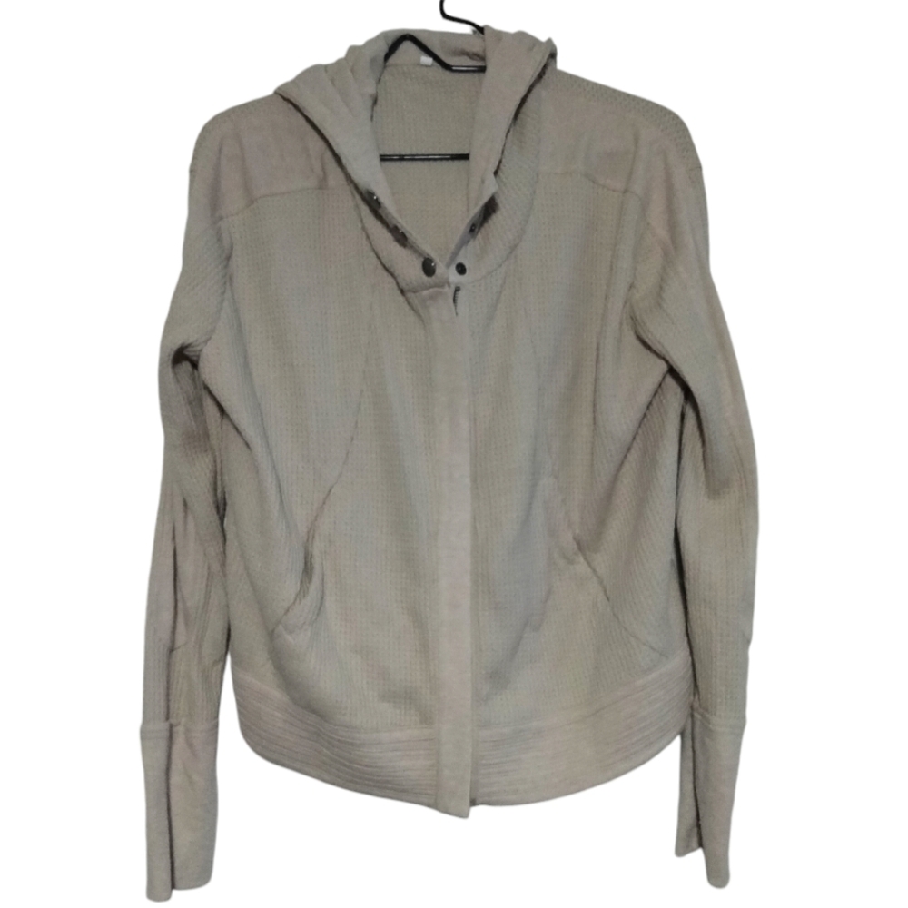 Woman's Wafer Hooded Jacket Tan/Cream Size Small NWOT